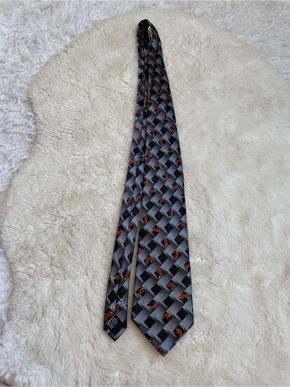 Cartoon Network Scooby Doo silk black gray tie vintage 2000s y2k